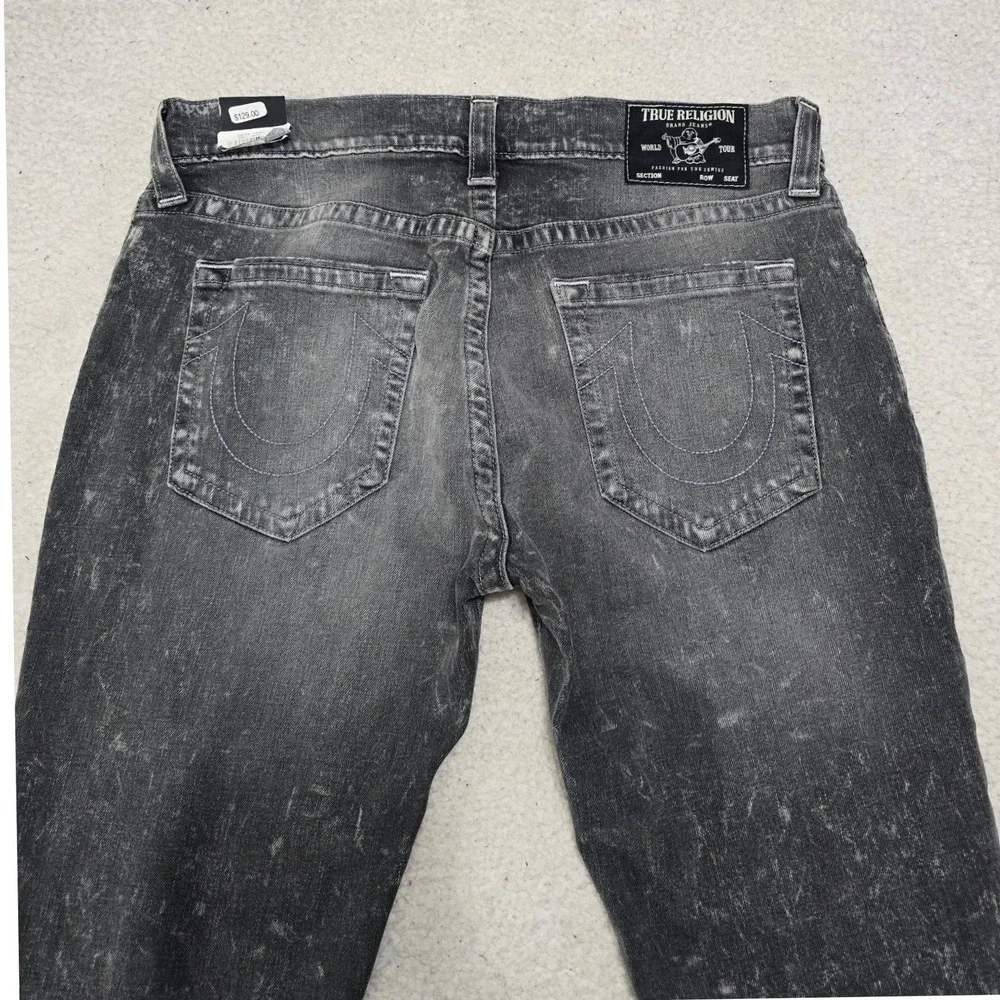 True Religion Rocco Relaxed Skinny‎ Grey Acid Wash Jeans Mens 36 106032 HXER
